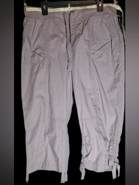 Calvin Klein Dusty Mauve Drawstring Cargo Capris Womens Size Large Extra Roomy